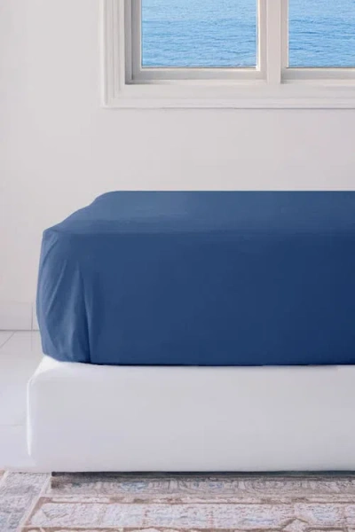 Bedvoyage Luxury 100% Viscose Cooling Fitted Sheet In Indigo