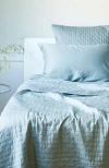 Bedvoyage Luxury 100% Viscose Cooling Quilted Brick Coverlet In Blue