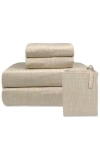 Bedvoyage Melange Viscose Cotton Blend Breathable Bed Sheets In Sand