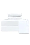 Bedvoyage Melange Viscose Cotton Blend Breathable Bed Sheets In White