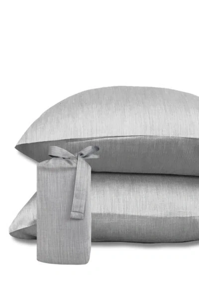 Bedvoyage Melange Viscose Cotton Blend Breathable Pillowcases In Silver