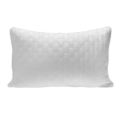 Bedvoyage Quilted Decorative Pillow - Viscose From Bamboo + Cotton - Lumbar - 12x20 In Snow