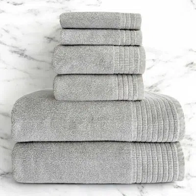 Bedvoyage Spa Towel Set 6pc - Viscose From Bamboo + Cotton - 650 Gsm - Absorbent & Odor Resistant In Stone