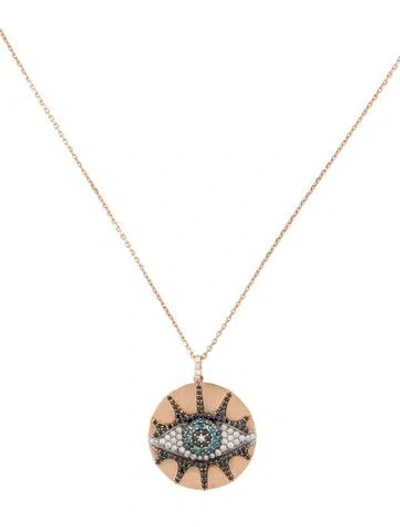 Pre-owned Bee Goddess 14k Diamond Evil Eye Pendant Necklace, 18.75" In Multi