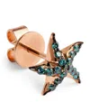Bee Goddess Rose Gold And Blue Diamond Starfish Single Earring In Gold