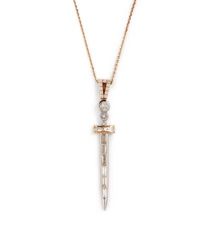 Bee Goddess Rose Gold And Diamond Sword Of Light Necklace