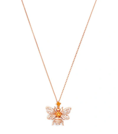 Bee Goddess Rose Gold, Diamond And Citrine Queen Bee Necklace