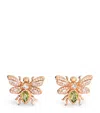 Bee Goddess Rose Gold, Diamond And Peridot Honey Bee Earrings In Rose Gold