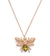 Bee Goddess Rose Gold, Diamond And Peridot Honey Bee Necklace In Rose Gold