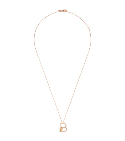 Bee Goddess Rose Gold, Diamond And Peridot Letter ‘b' Necklace In Green