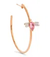 Bee Goddess Rose Gold, Diamond And Pink Sapphire Honey Bee Single Hoop Earring In Rose Gold