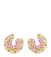Bee Goddess Rose Gold, Diamond, Pink Sapphire And Peridot Secret Garden Peacock Earrings In Rose Gold