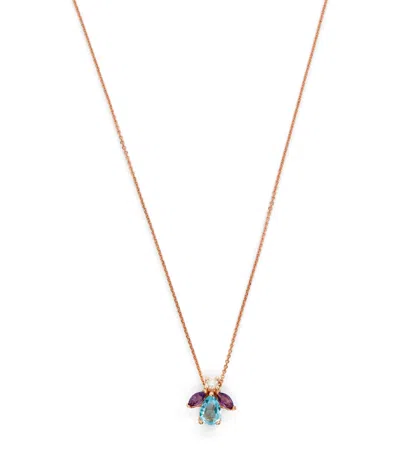 Bee Goddess Rose Gold, Diamond, Topaz And Amethyst Queen Bee Maya Necklace