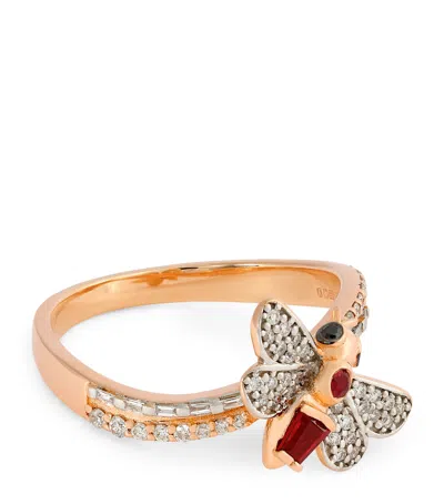 Bee Goddess Rose Gold, Ruby And Diamond Honey Bee Ring
