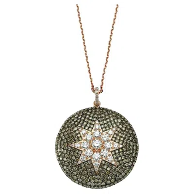 Pre-owned Bee Goddess Venus Brown And White Diamond Pendant Necklace