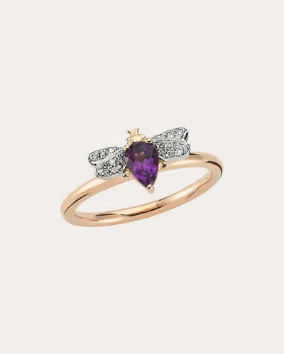 Bee Goddess Women's Amethyst & Diamond Queen Bee Bella Ring In Gold