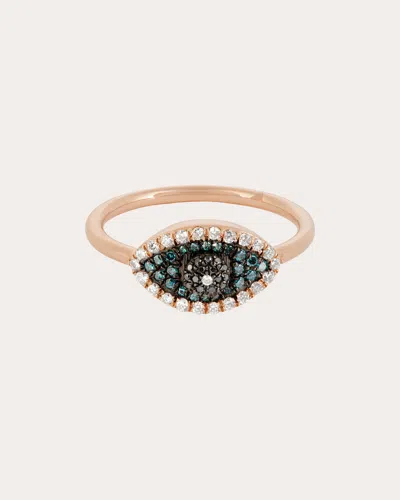 Bee Goddess Women's Black & Blue Diamond Eye Light Ring In Multi