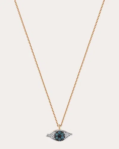Bee Goddess Women's Blue Diamond Eye Light Pendant Necklace In Metallic
