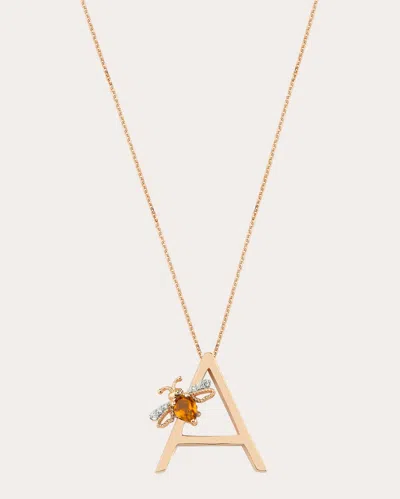 Bee Goddess Women's Citrine & Diamond Letter A Pendant Necklace In Gold