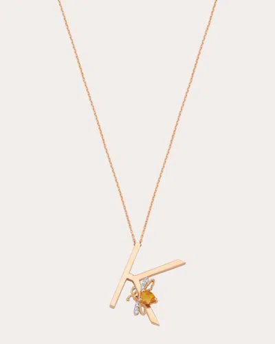 Bee Goddess Women's Citrine & Diamond Letter K Pendant Necklace In Gold