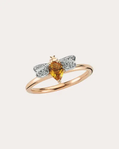 Bee Goddess Women's Citrine & Diamond Queen Bee Bella Ring In Gold