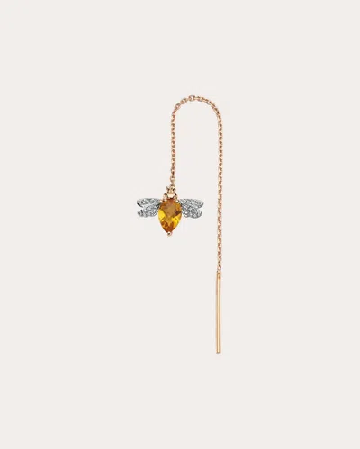 Bee Goddess Women's Citrine Queen Bee Bella Threader Earring In Gold
