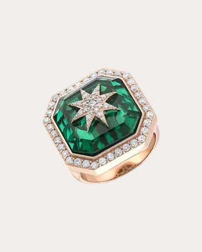 Bee Goddess Women's Diamond & 14k Rose Gold Venus Star Ring 14k Gold In Green