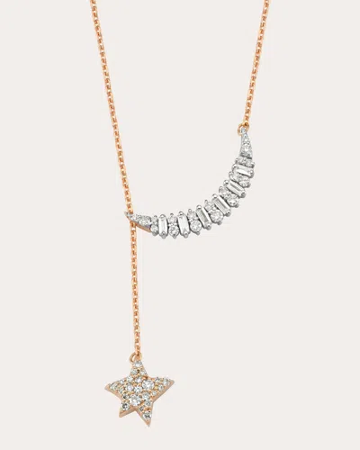 Bee Goddess Women's Diamond Sirius Star & Moon Necklace In Gold