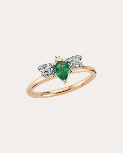 Bee Goddess Women's Emerald & Diamond Queen Bee Bella Ring In Gold
