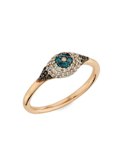 Bee Goddess Women's Eye Light 18k Rose Gold & 0.22 Tcw Diamond Ring