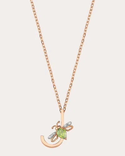 Bee Goddess Women's Peridot & Diamond Letter J Pendant Necklace In Gold