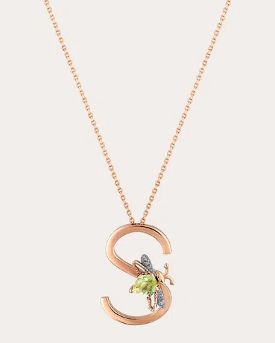 Bee Goddess Women's Peridot & Diamond Letter S Pendant Necklace In Gold