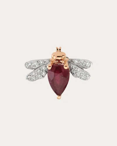 Bee Goddess Women's Ruby & Diamond Queen Bee Bella Singular Stud Earring In Burgundy