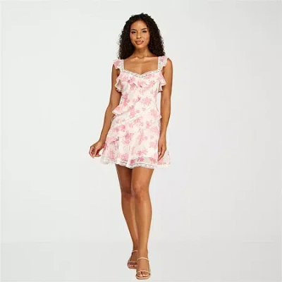 Bee Smart B. Smart Womens Juniors Floral Slip Dress In Pink