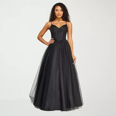 Bee Smart B. Smart Womens Juniors Sleeveless Sequin Ball Gown In Black