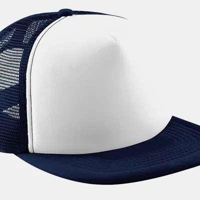 Beechfield Junior Vintage Snapback Mesh Trucker Cap/headwear In Blue