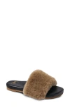 Beek Baza Genuine Shearling Slide Sandal In Bronze Shearling/black