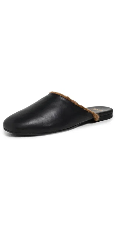 Beek Blackbird Shearling Mules Black