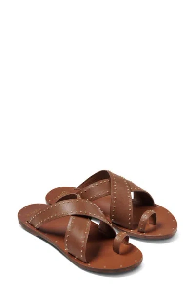 Beek Curlew Studded Crossover Strap Slide Sandal In Brown