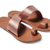BEEK FINCH LEATHER TOE RING SANDAL IN ROSE GOLD/TAN