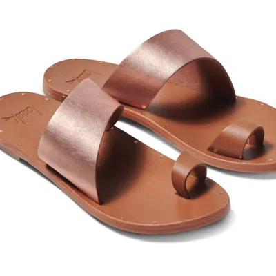 Beek Finch Leather Toe Ring Sandal In Rose Gold/tan In Brown