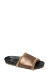 Beek Gallito Genuine Shearling Slide Sandal In Mocha Metal/bronze Shearling