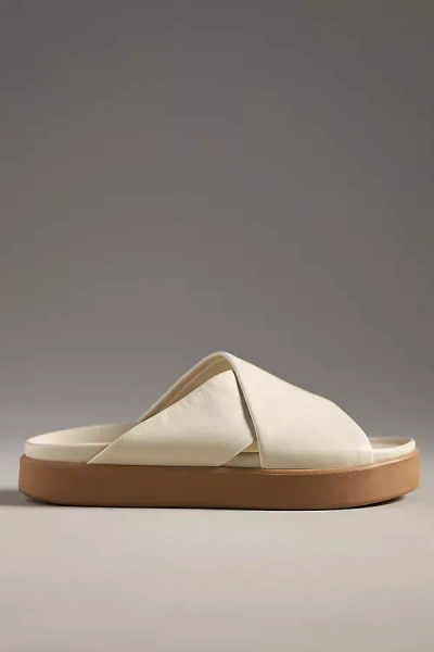 Beek Hen Leather Platform Slide Sandals In White