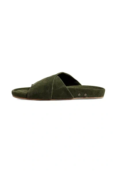 Beek Kea Suede Slide Sandals In Green