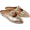 Beek Noddy Leather Flat Mule In Gold