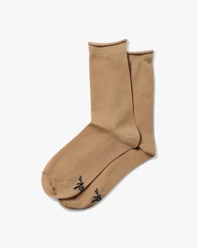 Beek Peacock Rolled Sock - Gold | , Leather In Brown
