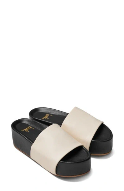 Beek Platform Slide Sandal In Eggshell/ Black