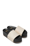 Beek Platform Slide Sandal In Eggshell/black