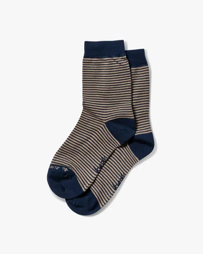 Beek Puffin Crew Sock - Navy | , Leather In Multi