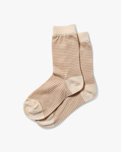 Beek Puffin Crew Sock - Vanilla | , Leather In Neutral